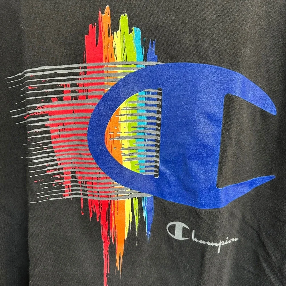 Vintage Champion T Shirt Made In USA Big C Rainbow Graphic Streetwear 90s Skate - Picture 5 of 7